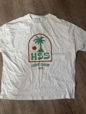 HSS Surf Shop Graphic Tee - White with Green & Brown Print